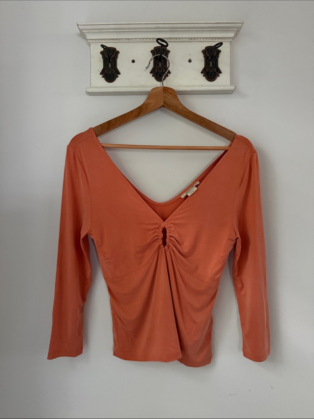 Paloma Wool Coral Gathered V-Neck Top